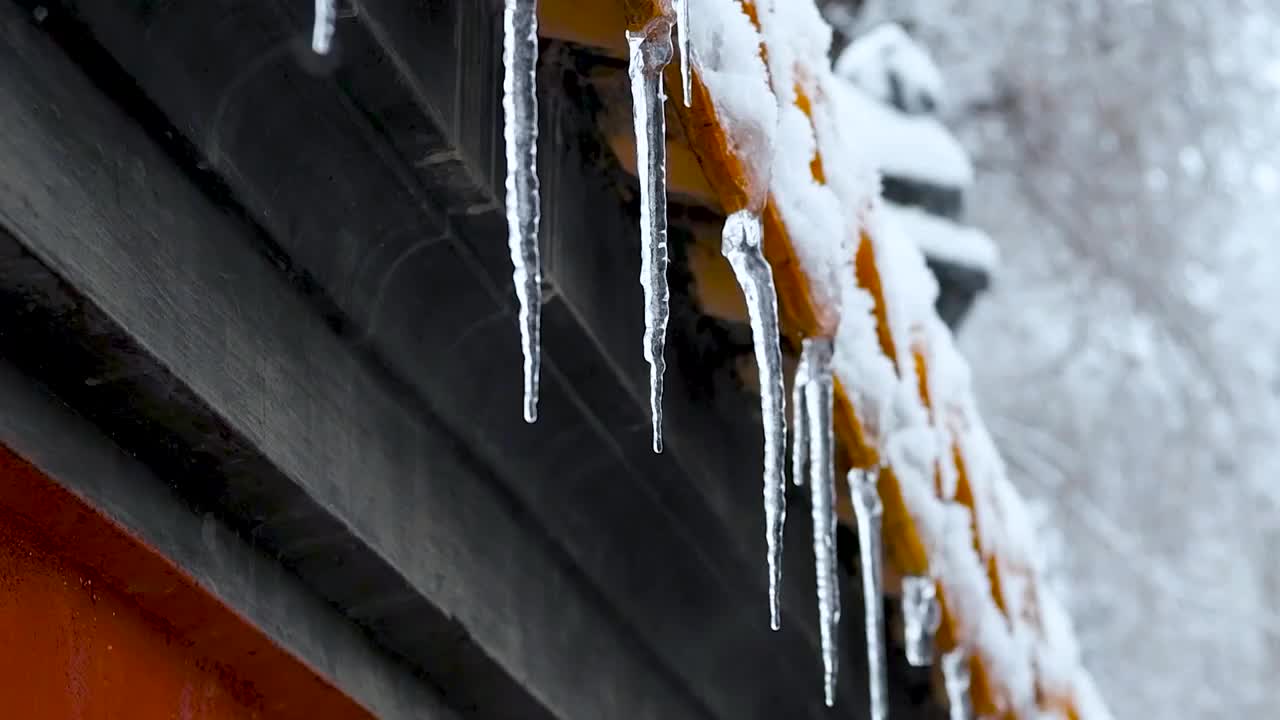 冬季哈尔滨-待，雪消冰又释视频素材