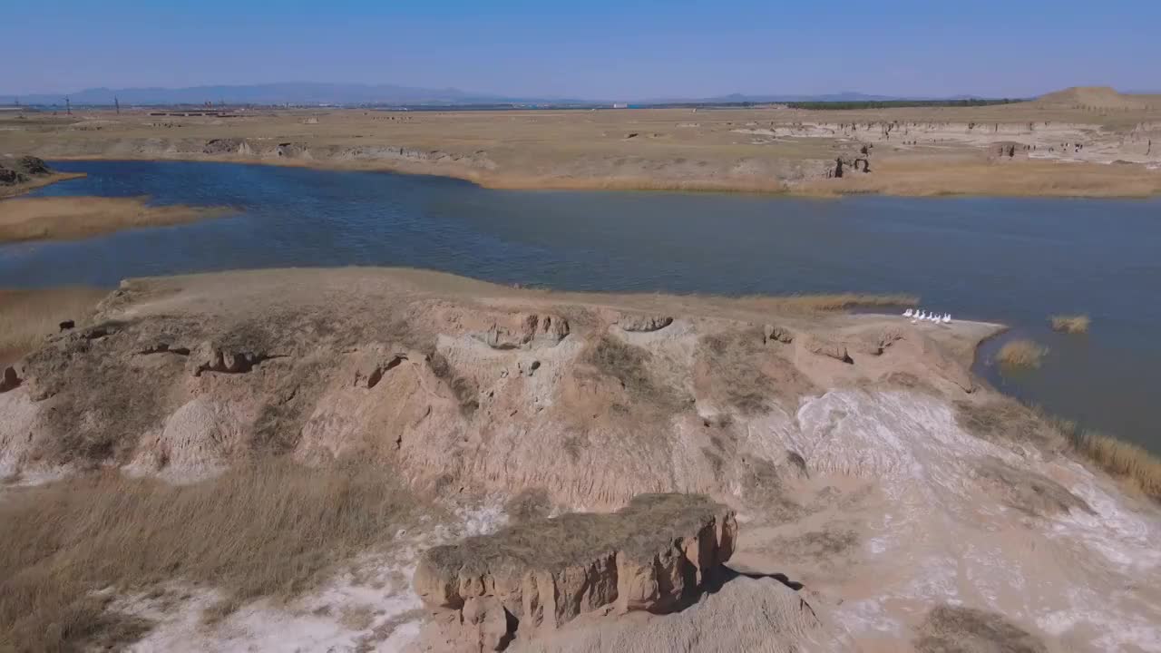 山西土林地质构造湖水地形视频下载