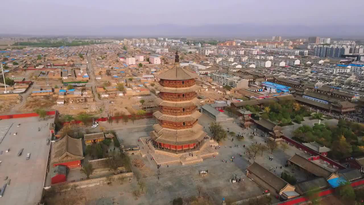 中国山西古建筑应县木塔视频素材