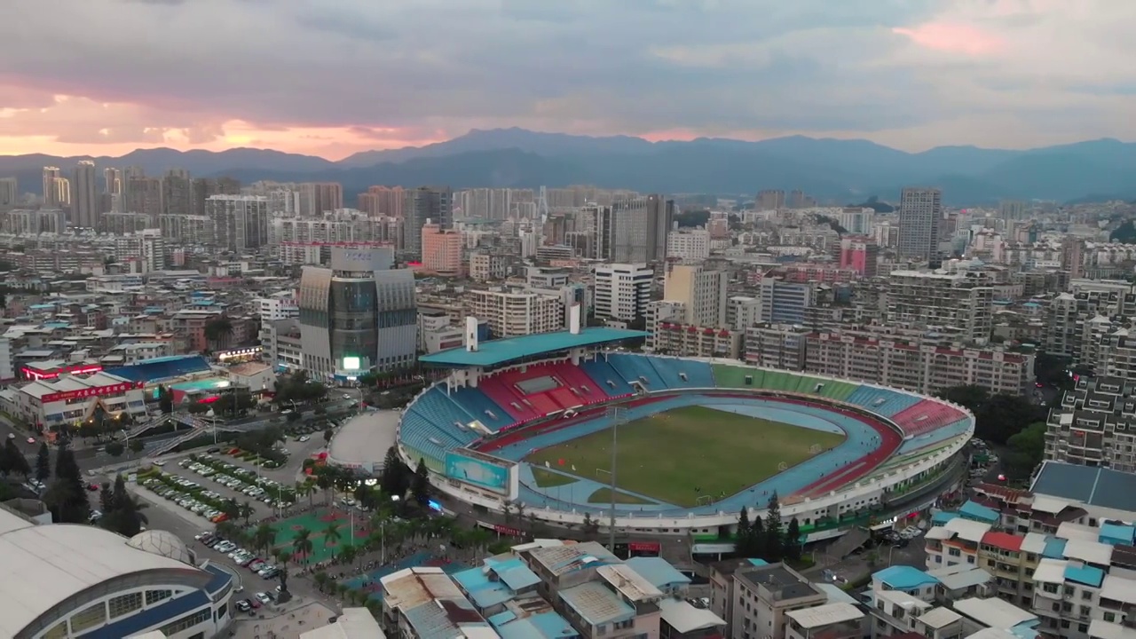 福建省,龙岩市,城市风光,航拍视频素材