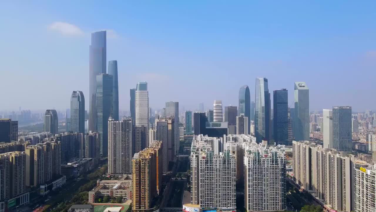 航拍广州建筑景观天际线视频素材