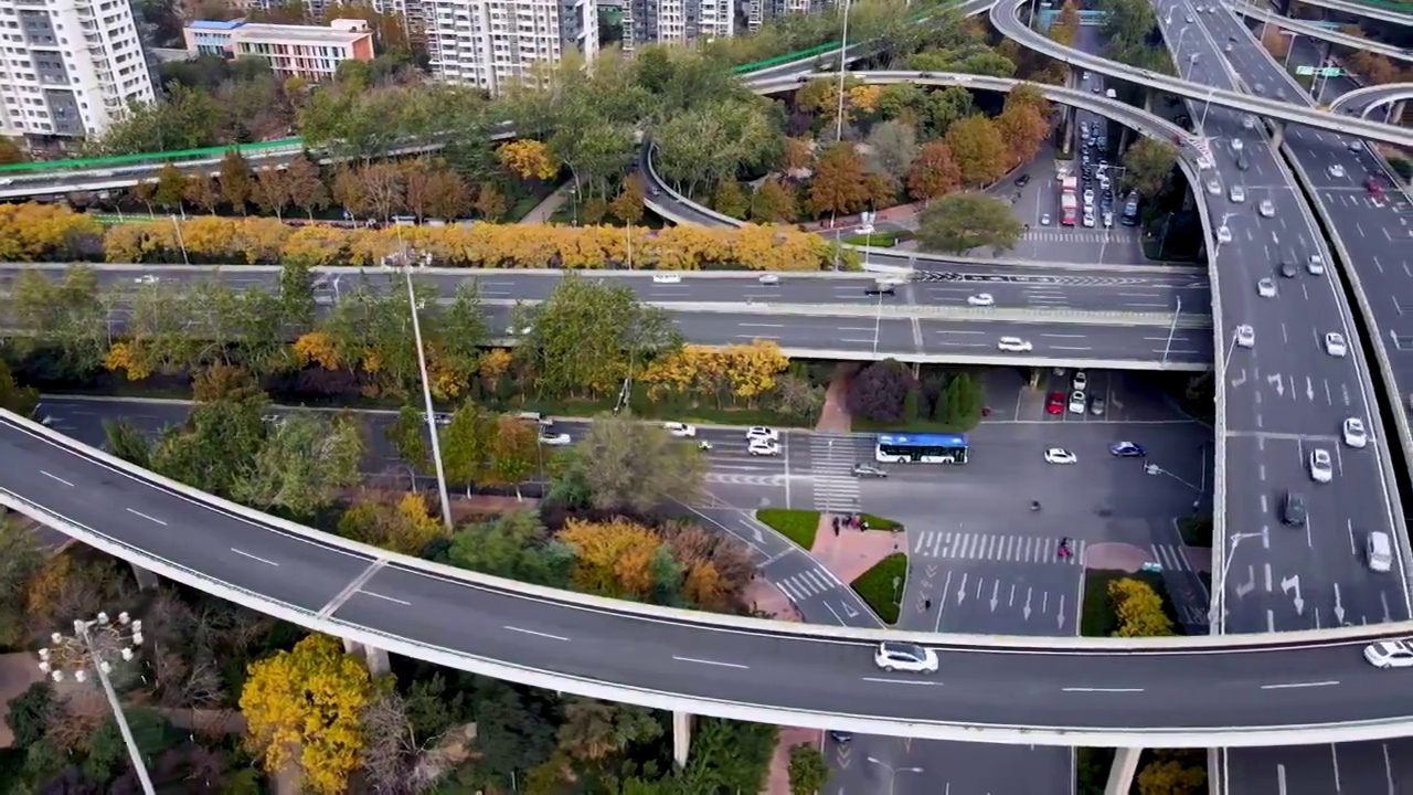 航拍山东济南城市道路立交桥视频素材