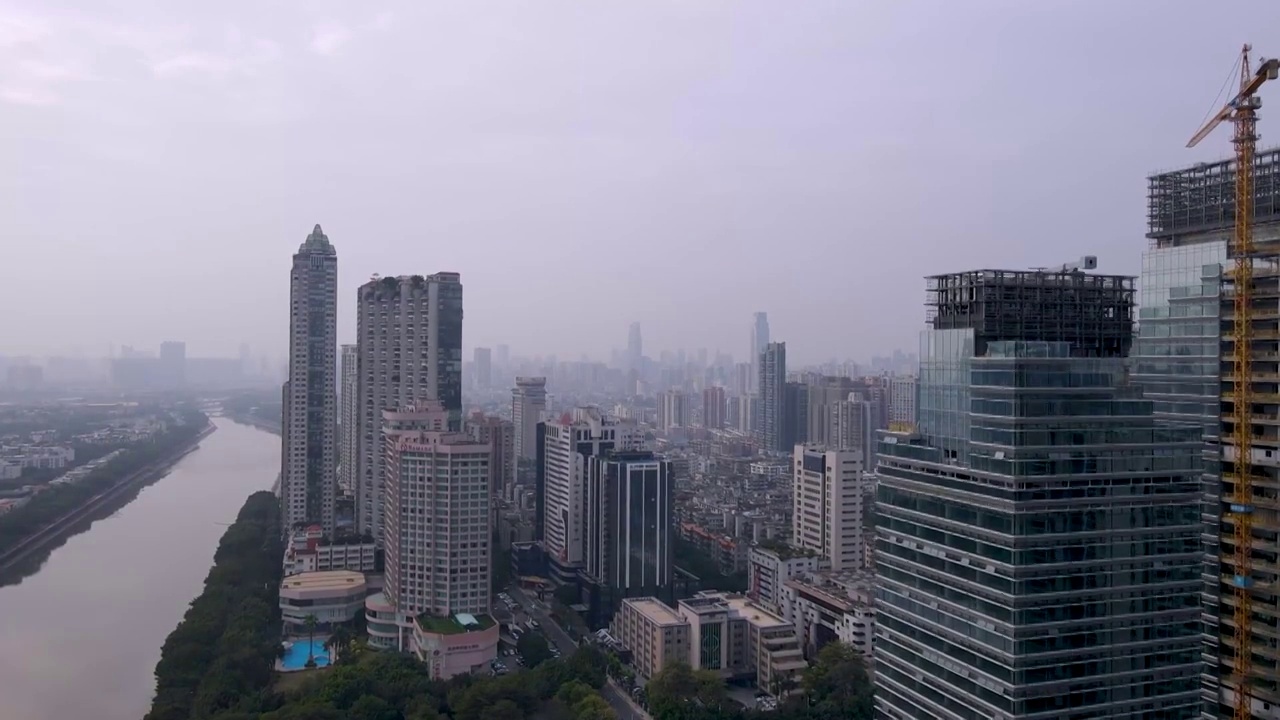 航拍广州城市建筑天际线视频素材