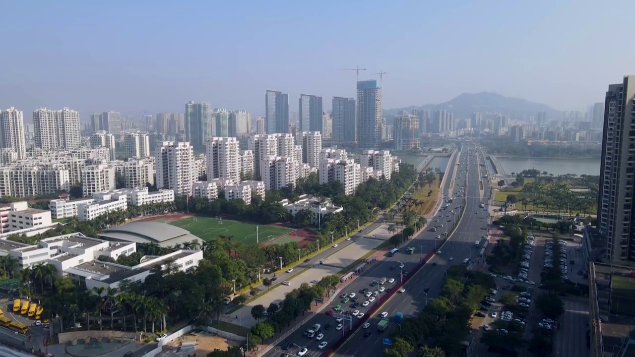 航拍海南海口城市建筑景观视频素材