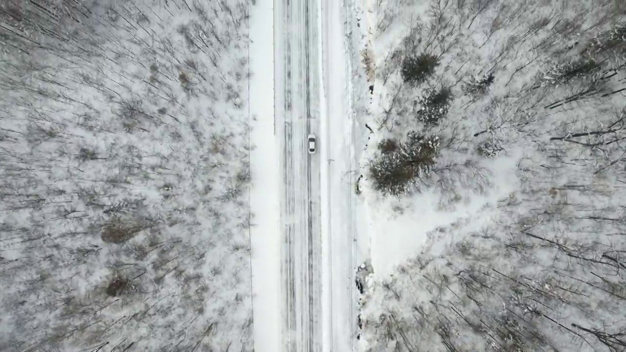 吉林长白山林海雪景公路跟车视频素材