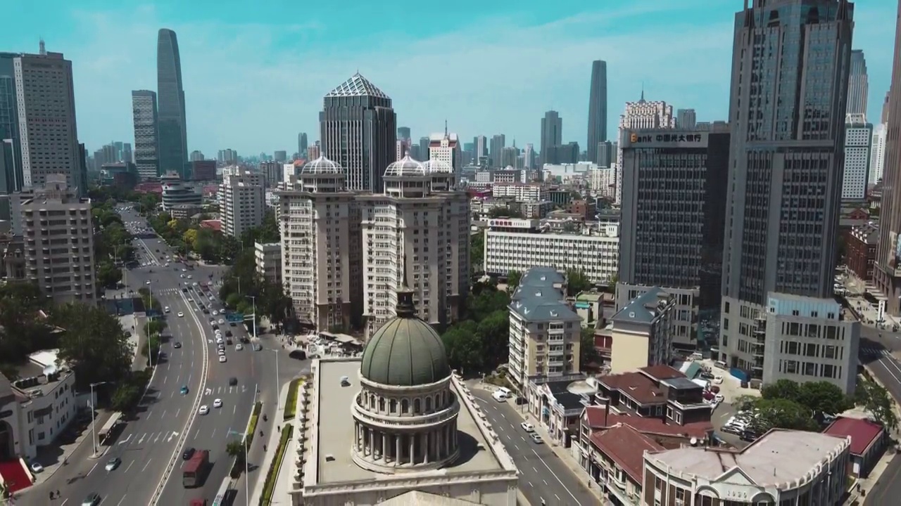 航拍天津市容市貌全景视频素材