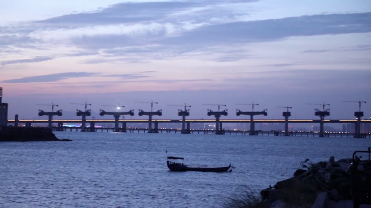 石狮石湖码头夜景视频素材