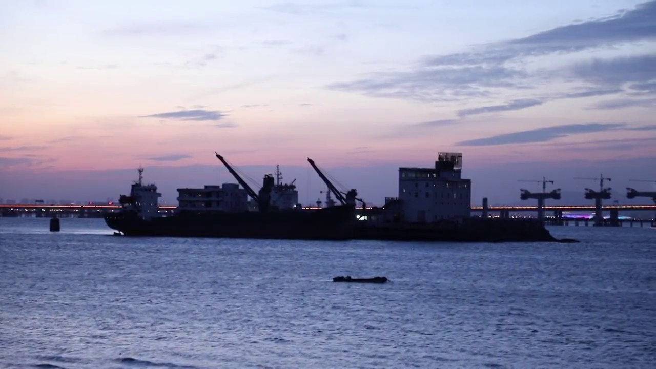 石狮石湖码头夜景视频素材