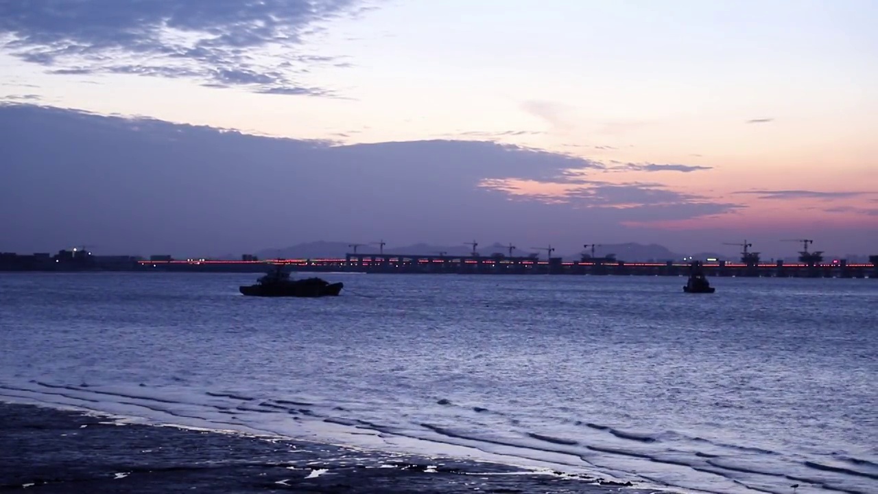 石狮石湖码头夜景视频素材