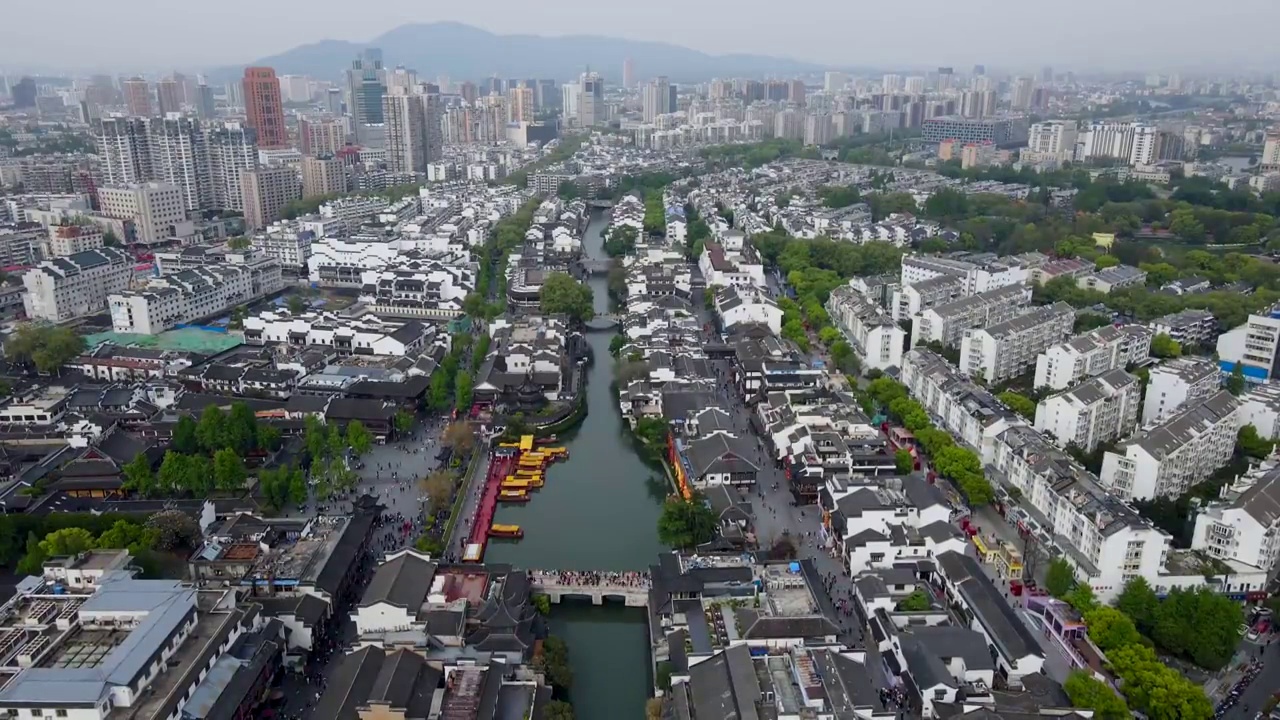 航拍南京城市建筑景观天际线视频素材