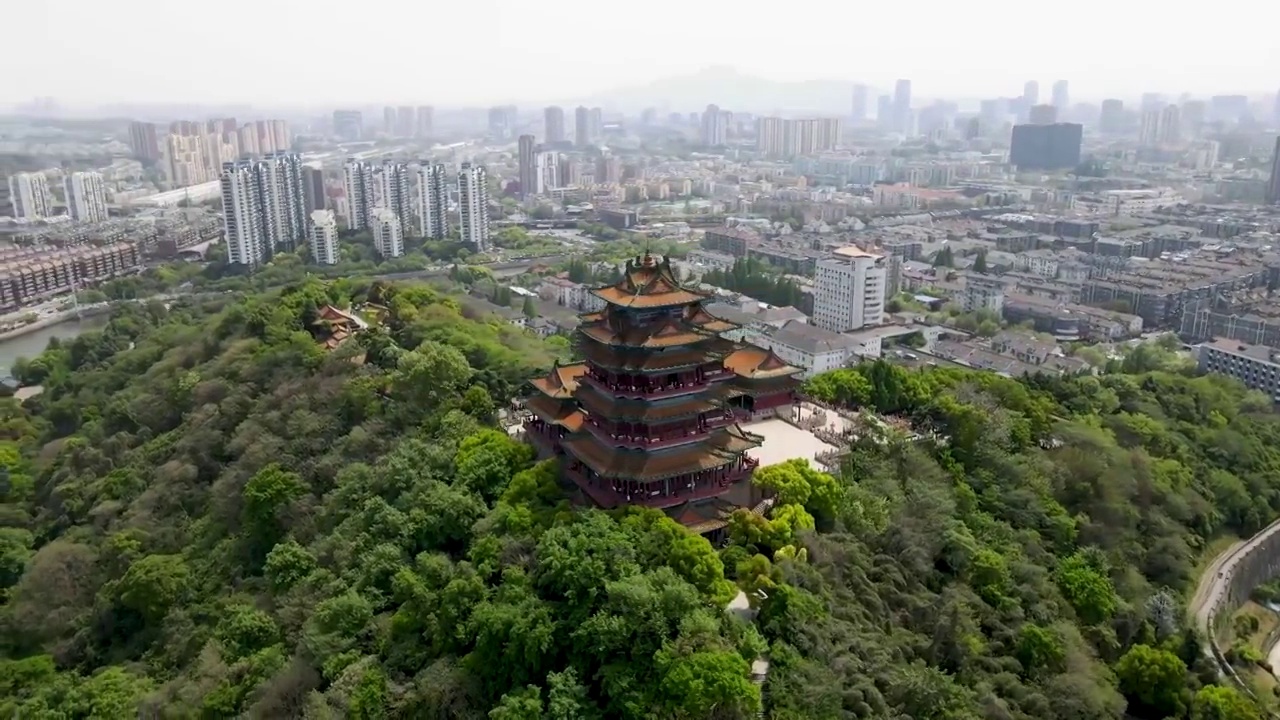 航拍南京阅江楼古建筑特写视频素材