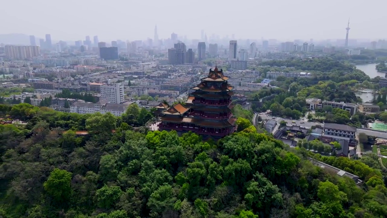 航拍南京阅江楼古建筑特写视频素材