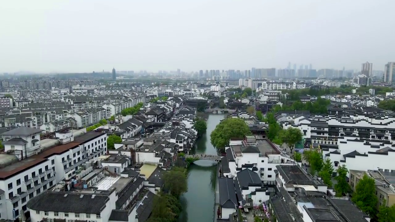 航拍南京夫子庙秦淮河古民居视频素材