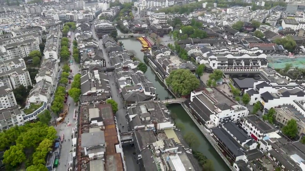 航拍南京夫子庙秦淮河古民居视频素材