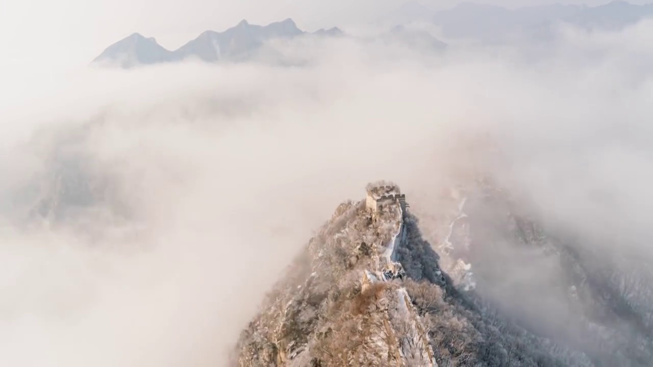 雪后箭扣长城延时视频素材