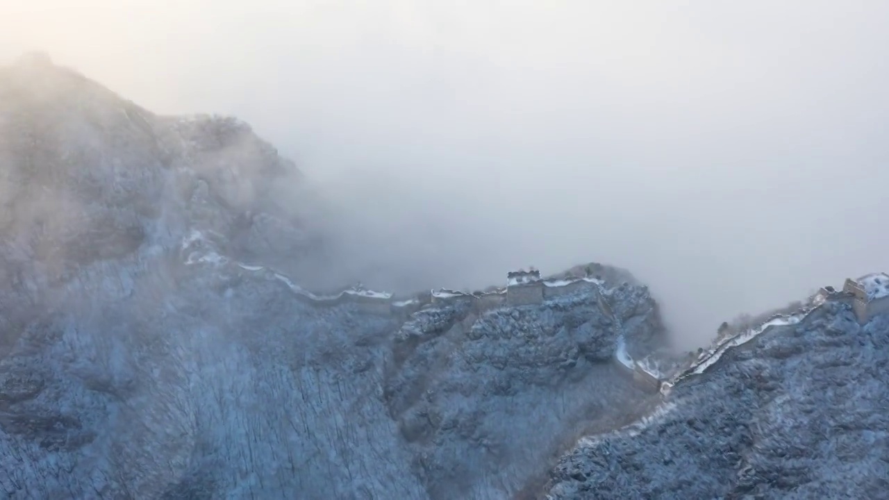 雪后箭扣长城延时视频素材