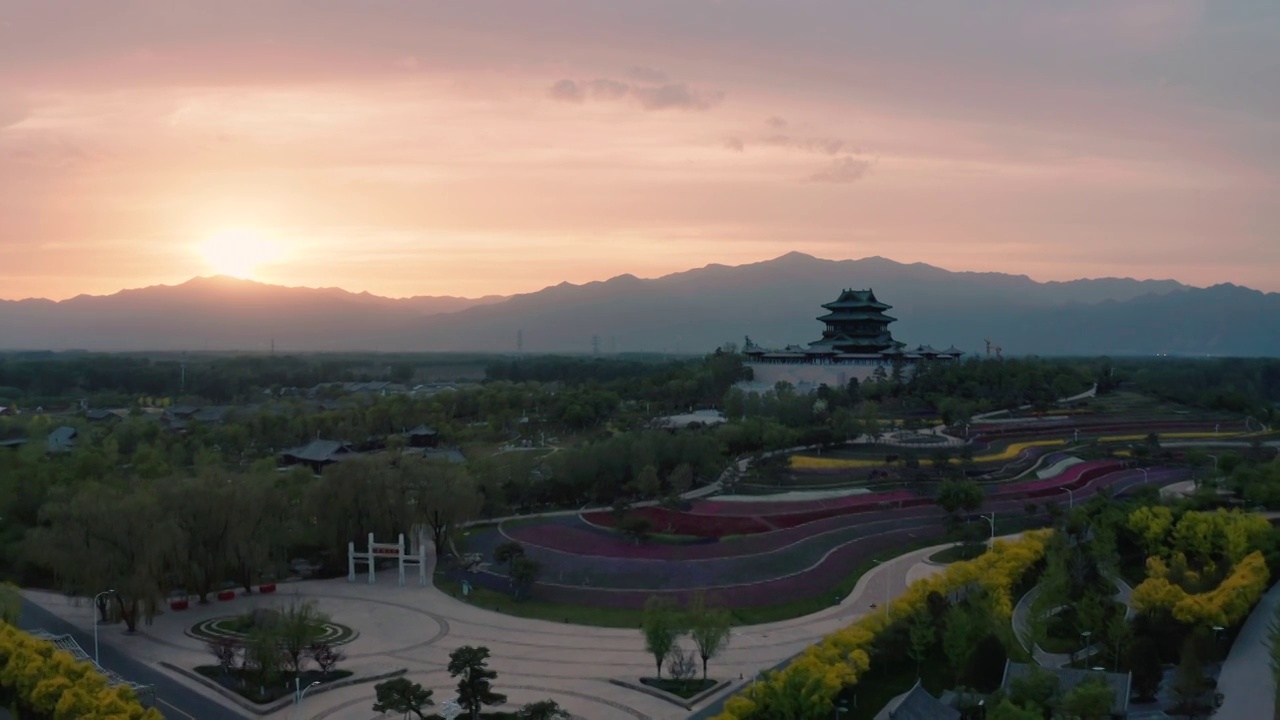 航拍北京世园公园风光视频素材画面2