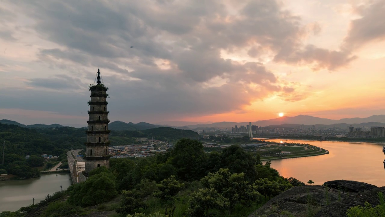 夏河塔日落延时视频素材