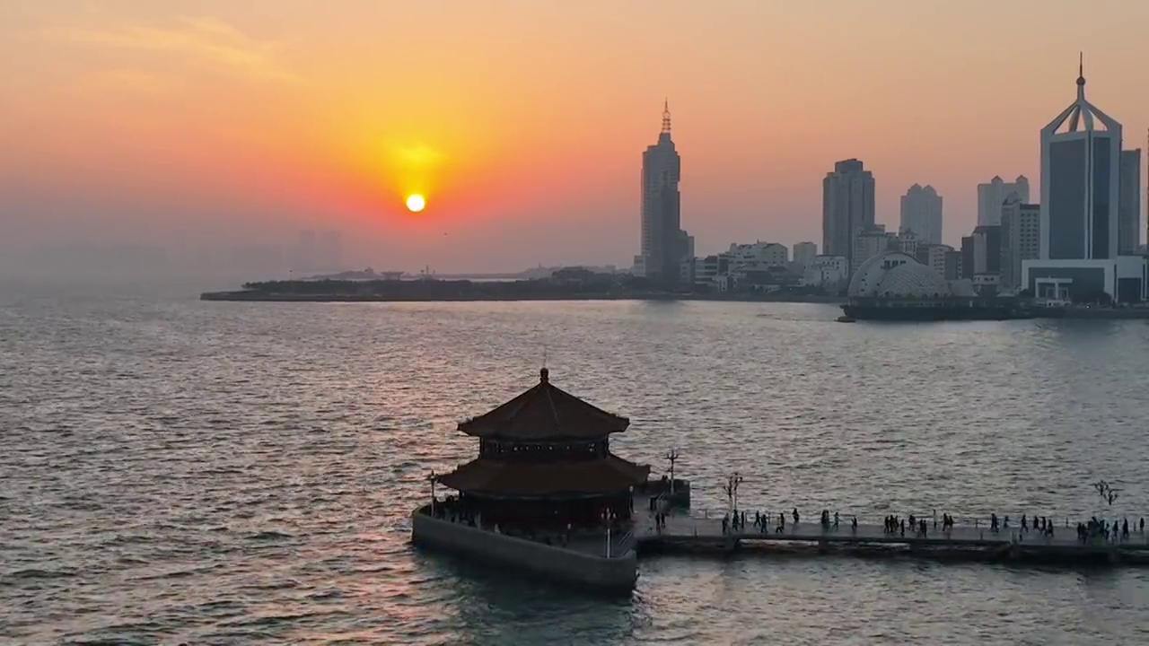 栈桥日落视频素材