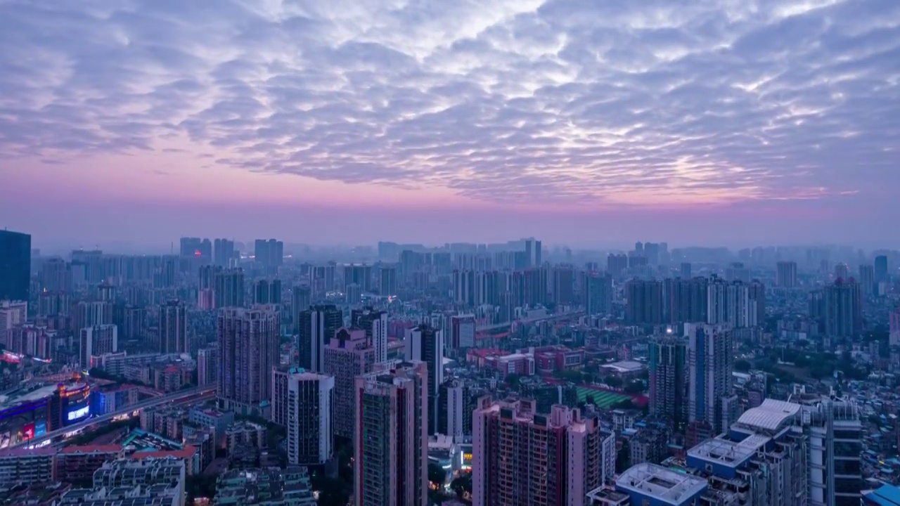 中国广州夕阳晚霞航拍风光延时视频素材