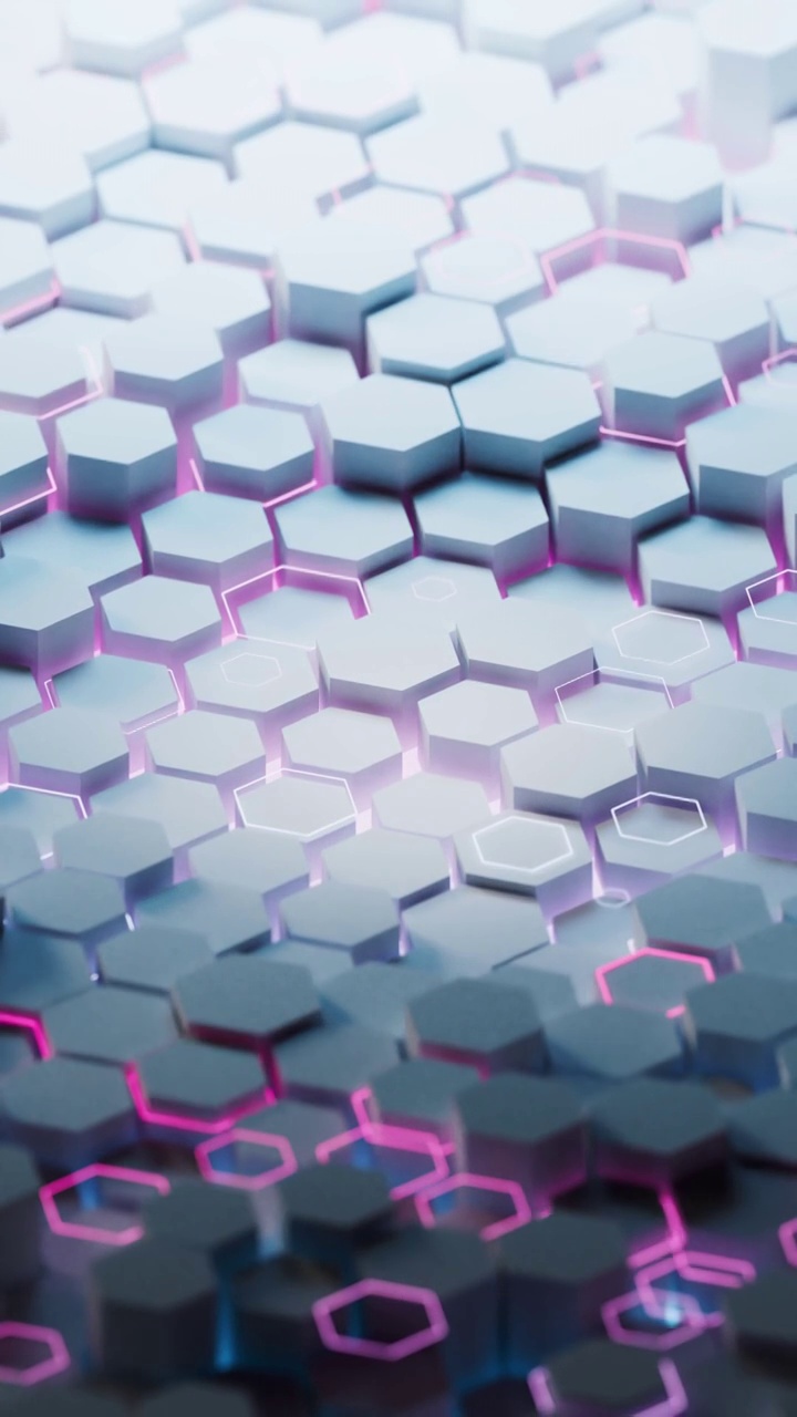 科技感六边形背景3D渲染视频素材画面1