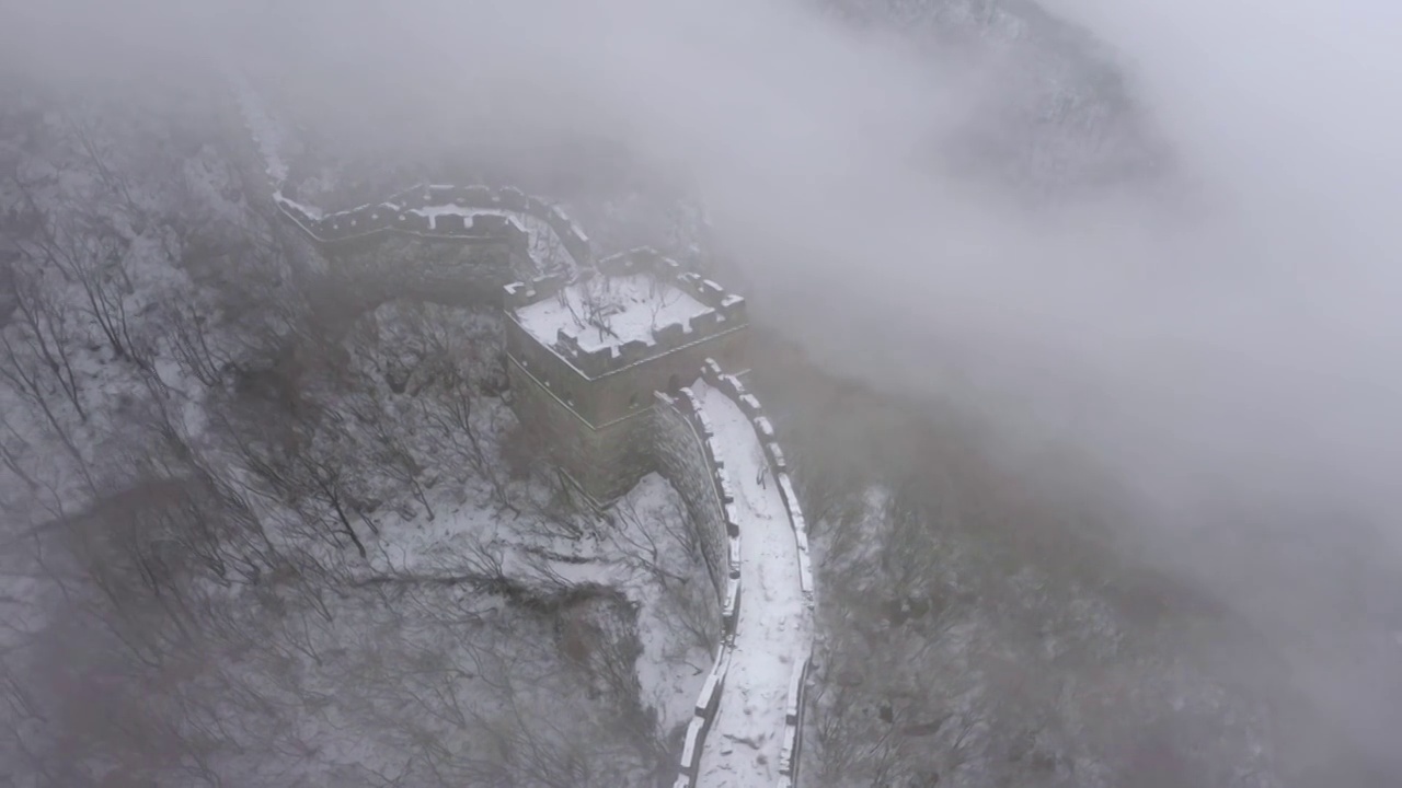 北京怀柔箭扣长城雪景视频素材