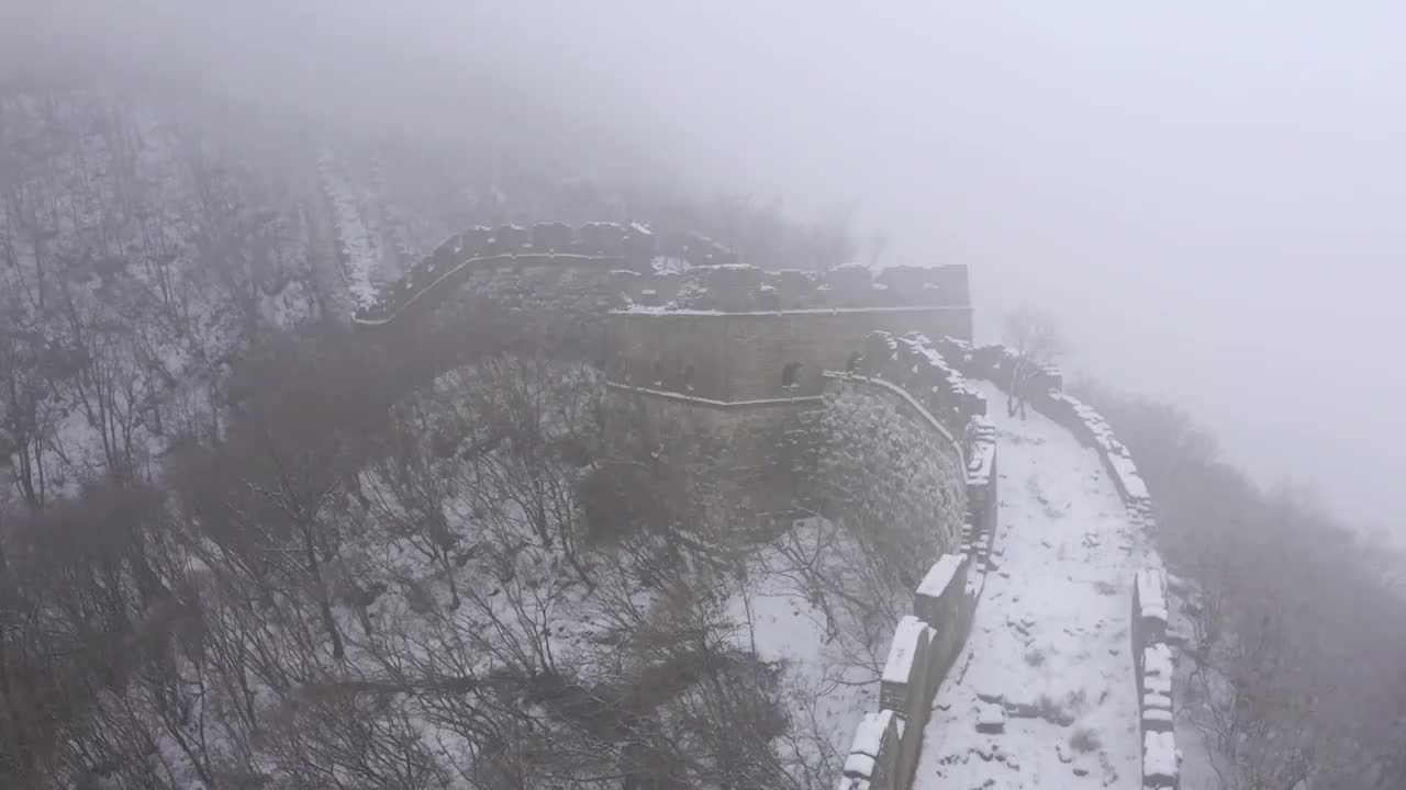 北京怀柔箭扣长城雪景视频素材