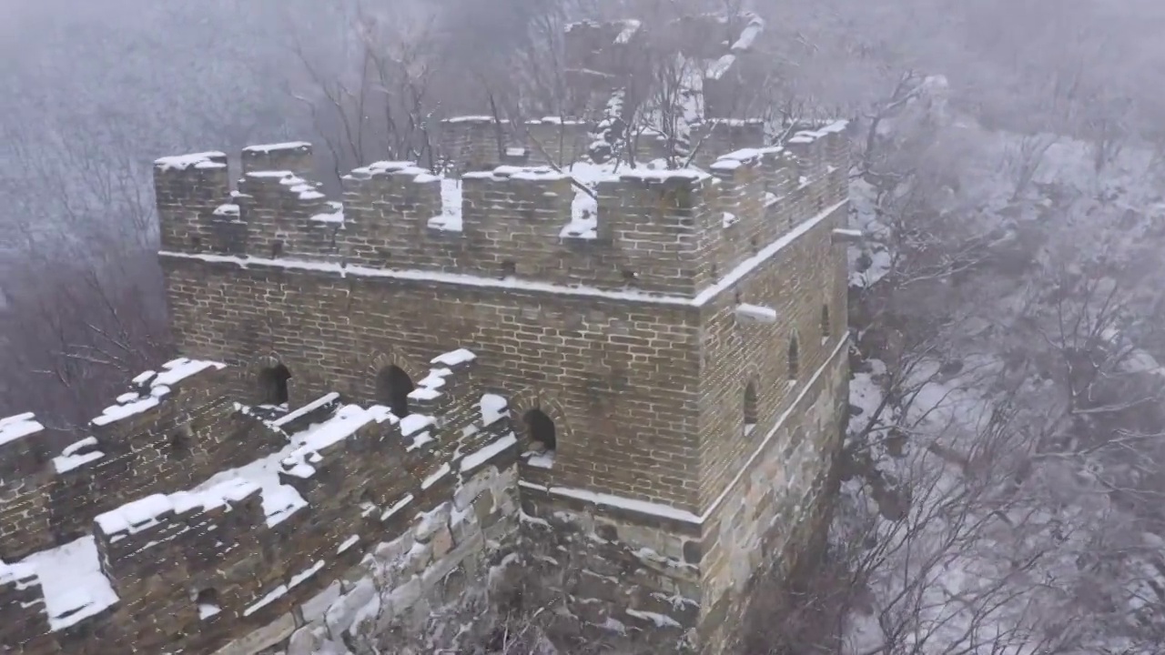 北京怀柔箭扣长城雪景视频素材