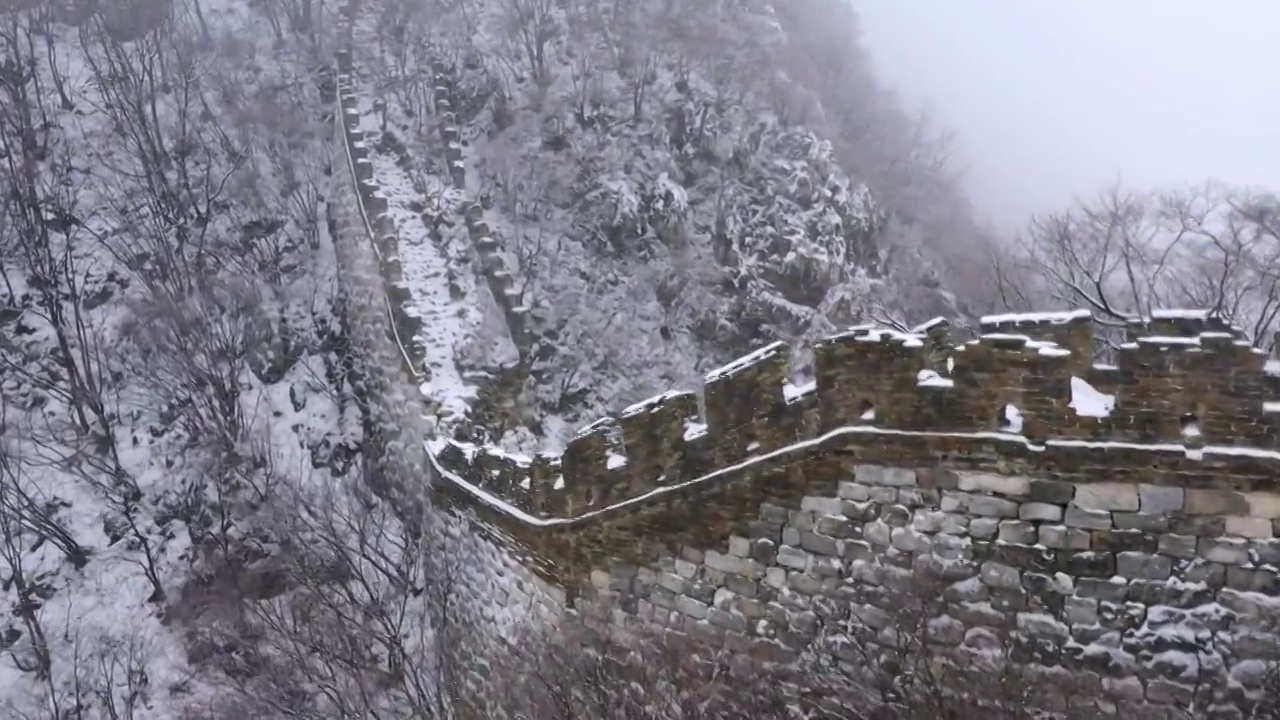 北京怀柔箭扣长城雪景视频素材