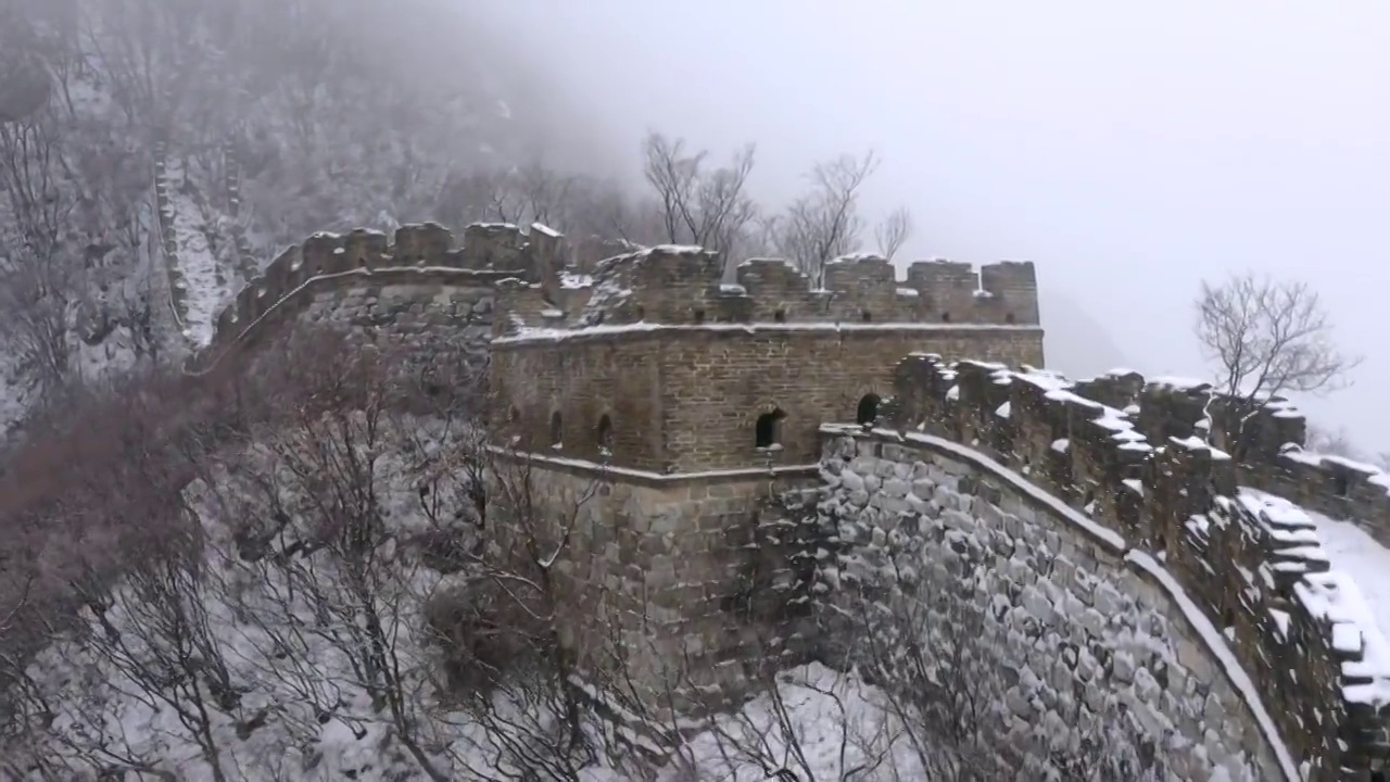 北京怀柔箭扣长城雪景视频素材