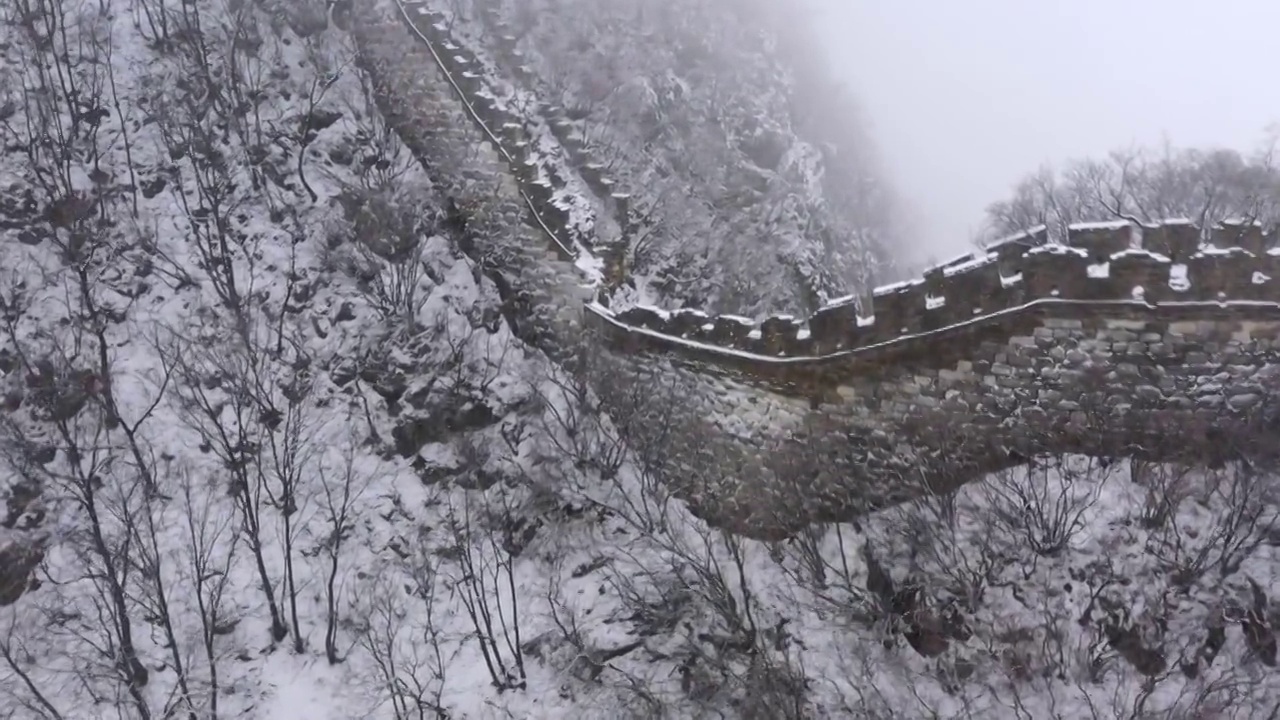 北京怀柔箭扣长城雪景视频素材