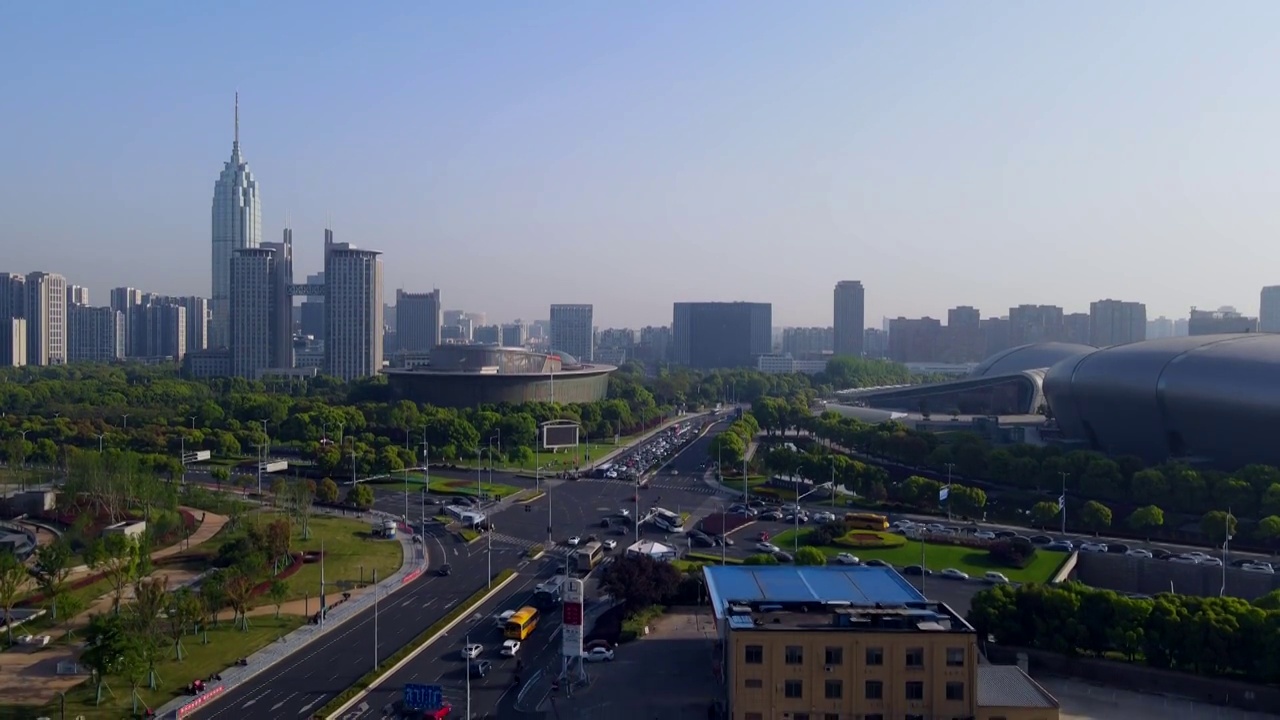 航拍江苏常州市容市貌全景视频素材