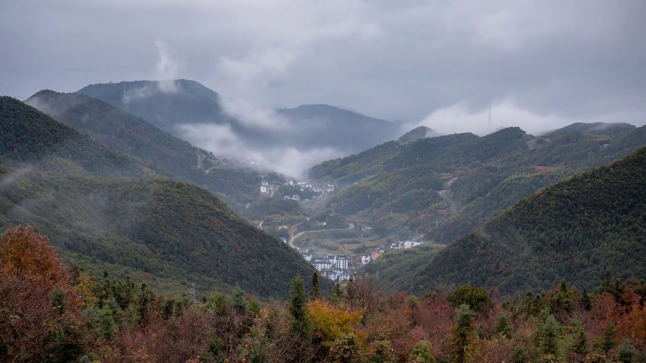 金华北山乡村秋季云海延时日转夜视频视频素材