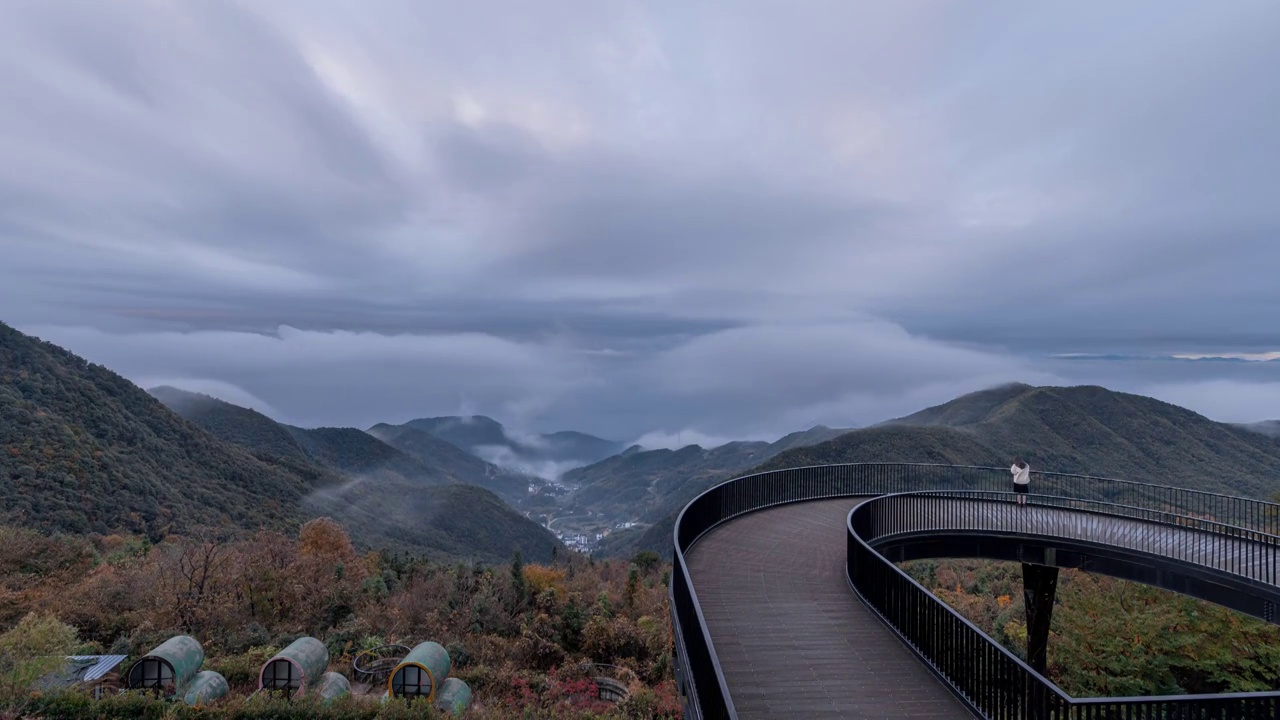 金华北山莲花观景台云海延时日转夜视频视频素材