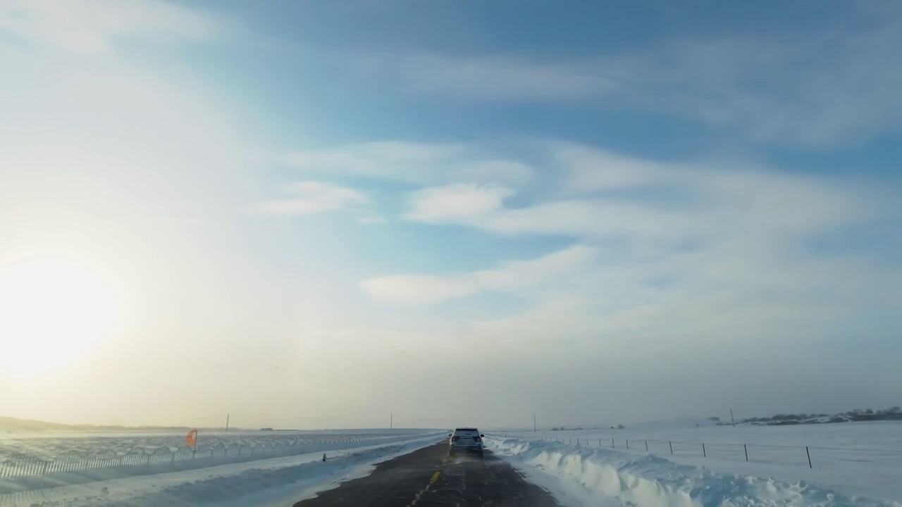 冰雪路面越野穿越视频素材