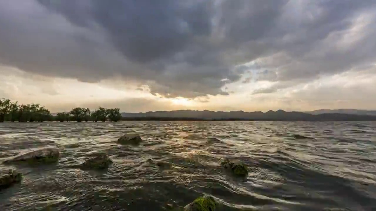 滇池日落延时视频素材