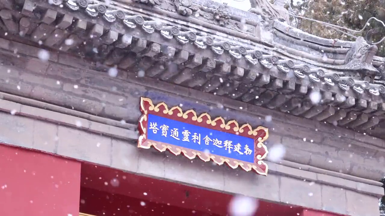 妙应白塔寺雪景视频素材