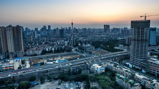 四川省成都市城市夜景延时视频素材