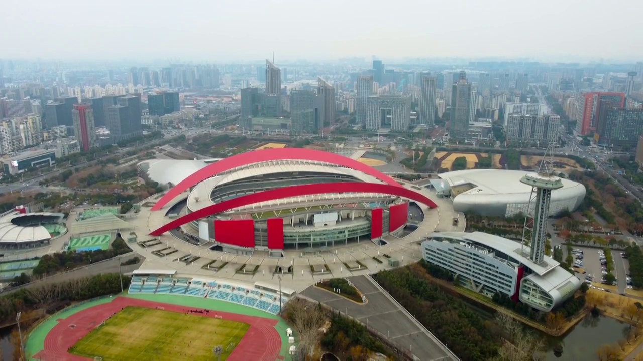 南京 奥体中心 河西CBD 江苏大剧院 金陵图书馆 梦都大街 乐山路 宋都奥体名座视频素材