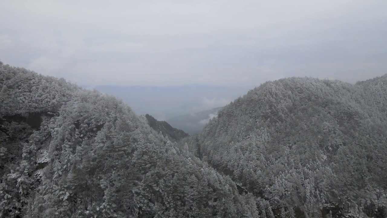 4K航拍雪山，雪景，大山，森林公园，云景，平流雾视频下载