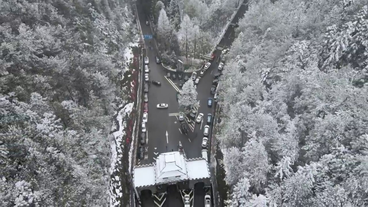 4K航拍雪山，雪景，大山，森林公园，云景，平流雾视频素材