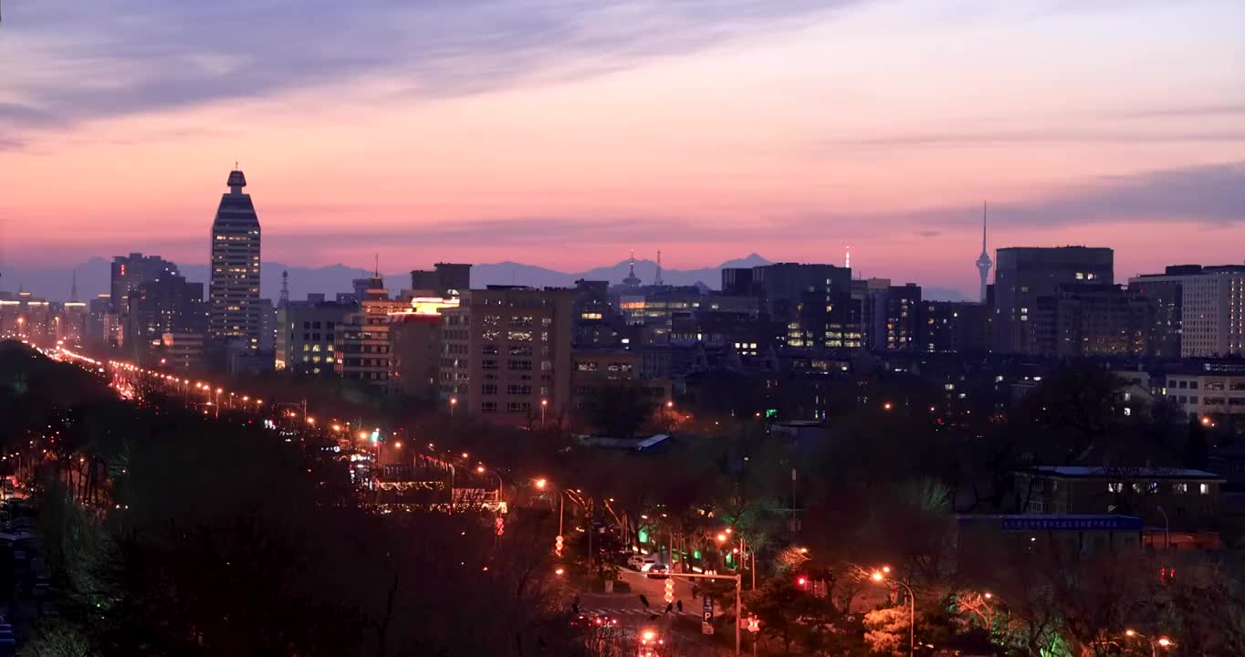 夕阳下的城市车水马龙视频素材