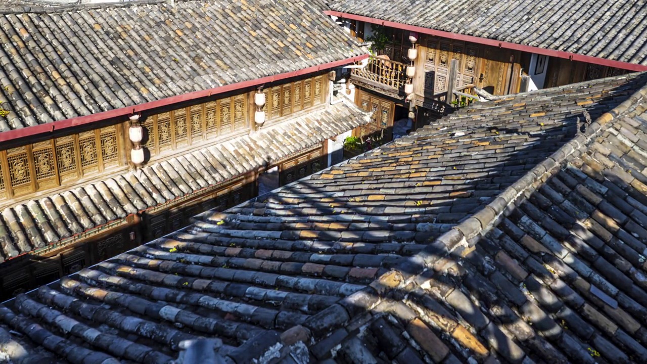 丽江古城白沙古镇福国寺石头村玉龙雪山延时摄影视频素材