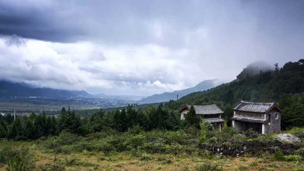 丽江古城白沙古镇福国寺石头村玉龙雪山延时摄影视频素材