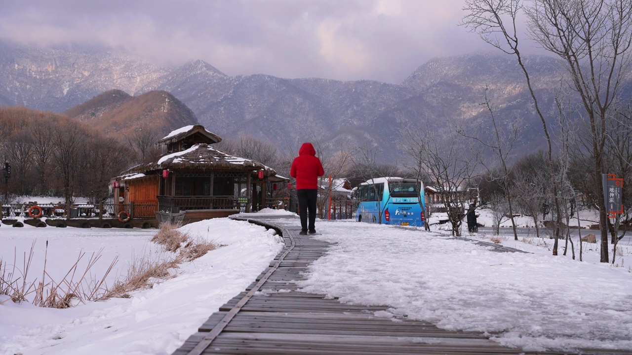 冬天雪景湖北神农架大九湖风光视频素材