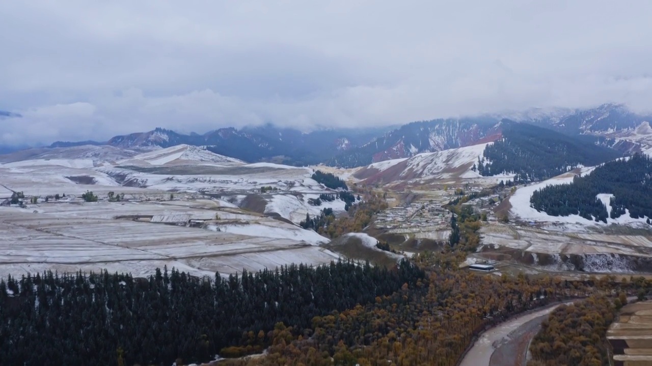 祁连秋色雪景视频素材