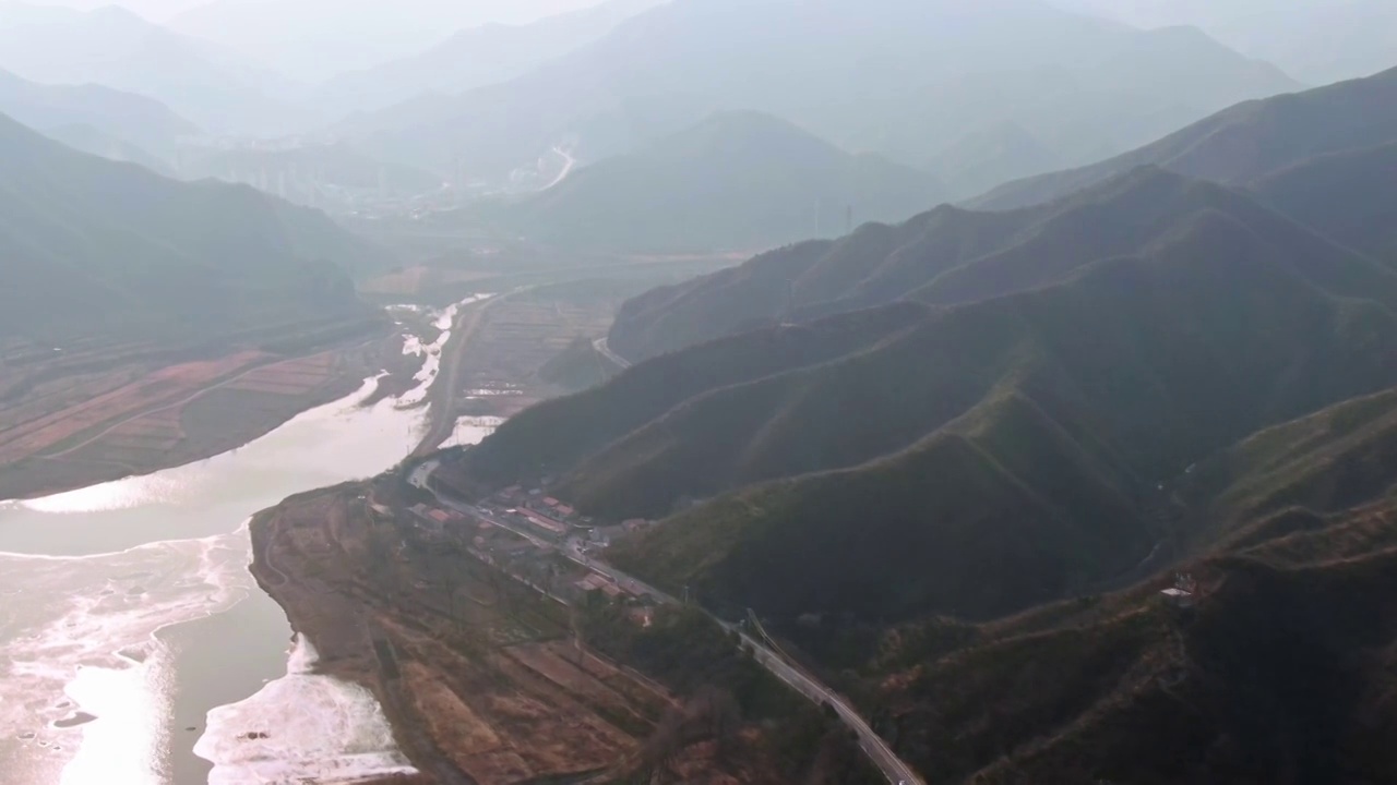 航拍北京门头沟山区道路G109国道视频素材