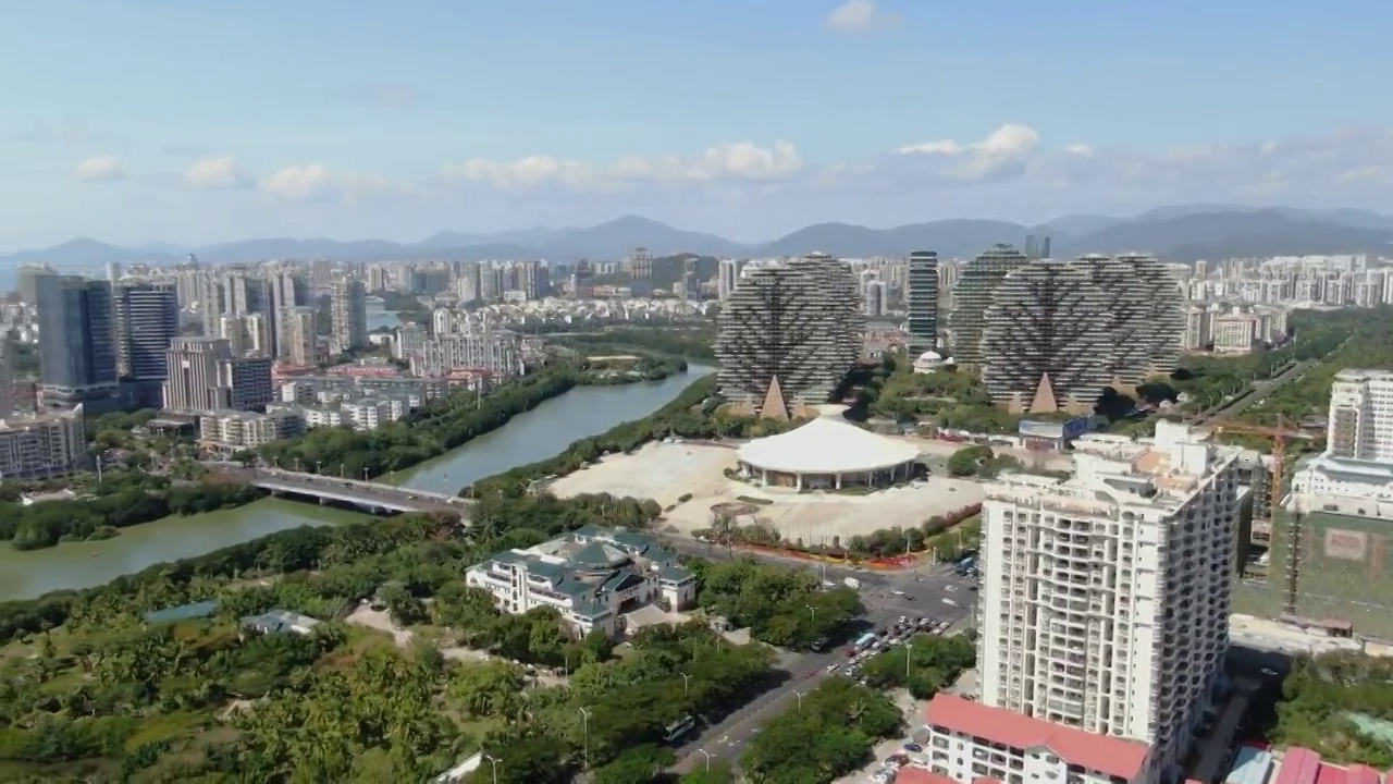 航拍海南三亚城市风光视频素材