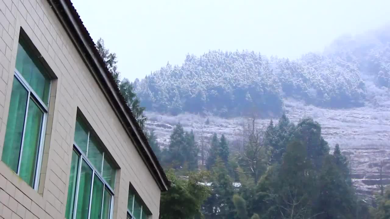 四川省广元市朝天区大滩镇敬忠村山区下雪的场景视频素材