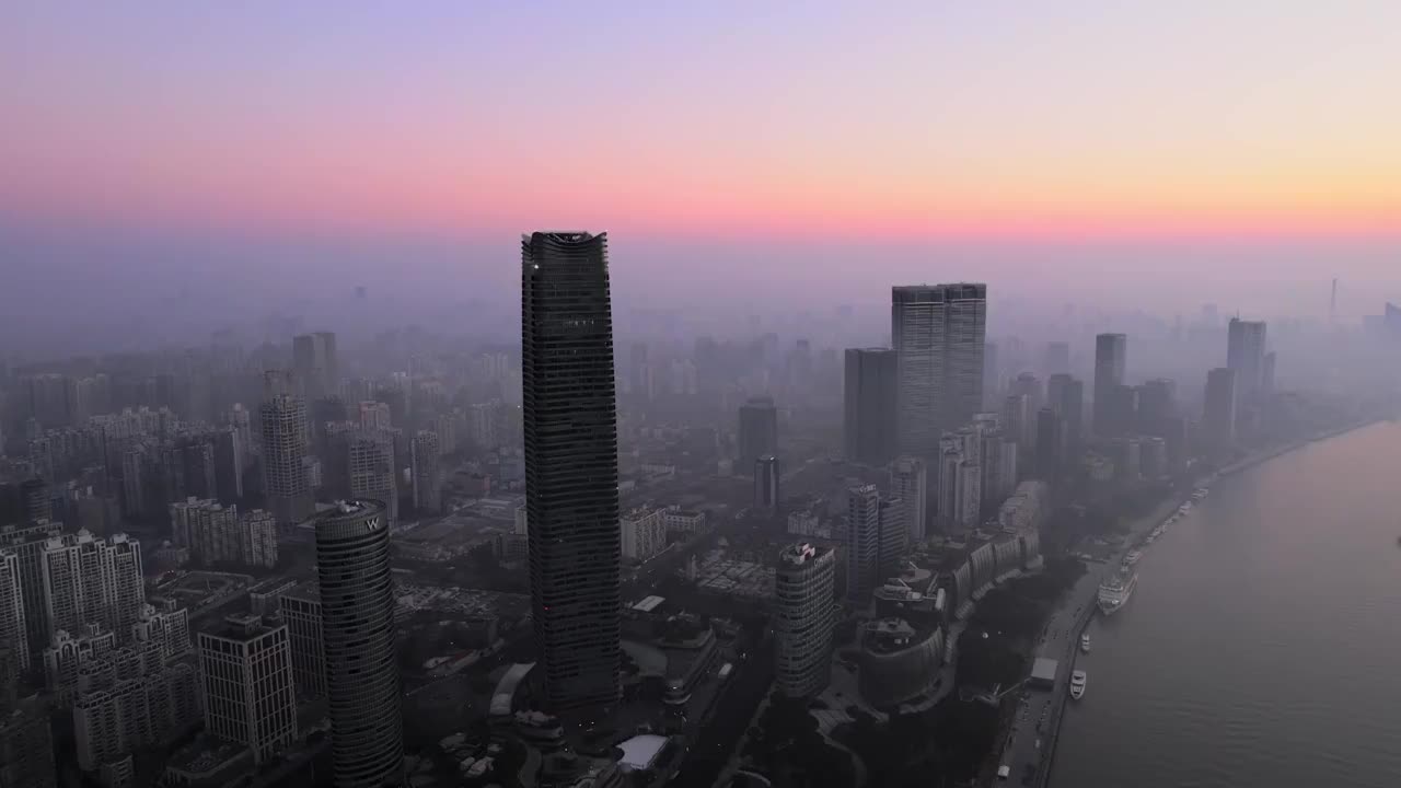 上海白玉兰广场日出航拍 浦西视频素材